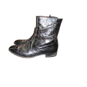 MORESCHI ITALY Genuine Croc embossed Italian Leather Boots size 9 Vintage